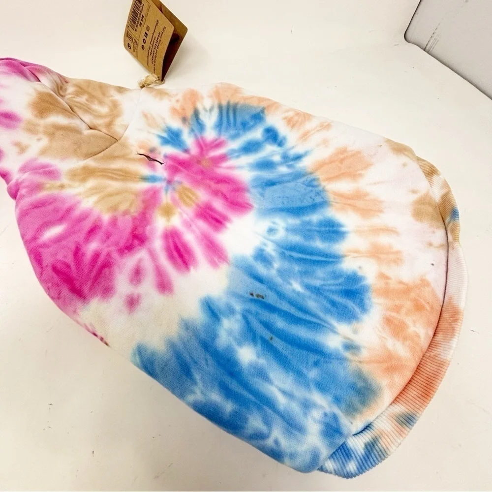 New FOUND MY ANIMAL Multicolor Tie Dye Hoodie Cotton Fleece Size Medium